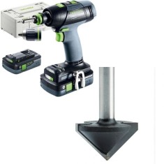 Festool T 18+3 HPC 4.0 I-Plus - Masina de gaurit si insurubat cu 2 acumulatori Li-Ion 18 V 4 Ah 50 Nm valiza speciala accesorii + Festool - HW S8 D32/