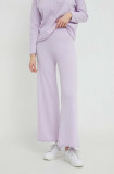United Colors of Benetton pantaloni de trening cu amestec de l&acirc;nă culoarea violet, neted