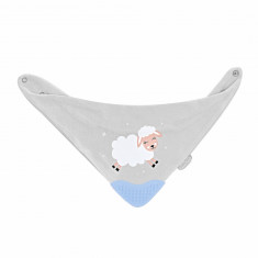 Baveta triunghi cu accesoriu dentitie BabyJem Cowboy Bib (Culoare: Bleu)