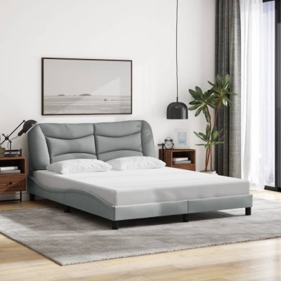 vidaXL Cadru de pat fără saltea, gri deschis, 160x200 cm, textil foto