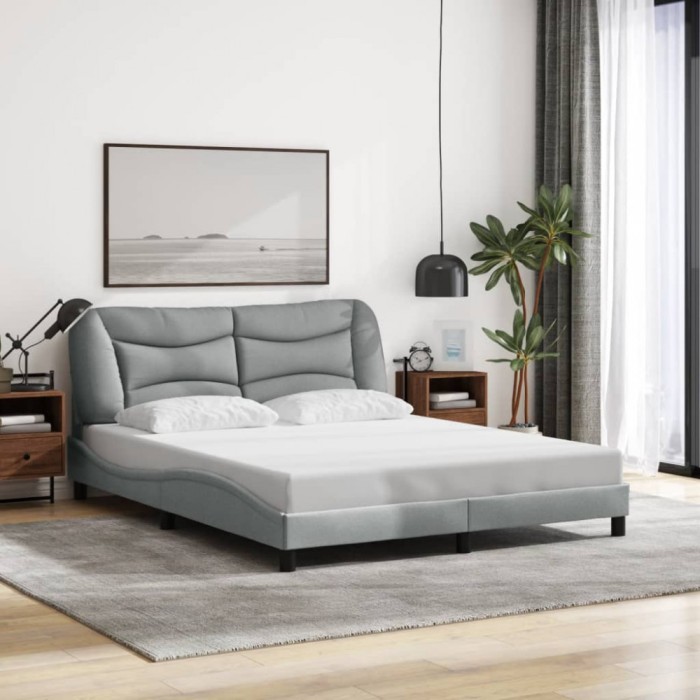 vidaXL Cadru de pat fără saltea, gri deschis, 160x200 cm, textil