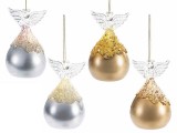 Cumpara ieftin Set 4 ornamente brad Craciun Ingeri sticla cu led &Oslash; 6,5 x 10,5 H