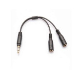 Cumpara ieftin Cablu Audio Edman Jack 3.5mm tata la 2x 3.5mm mama Casti si microfon, 13.5cm, Negru