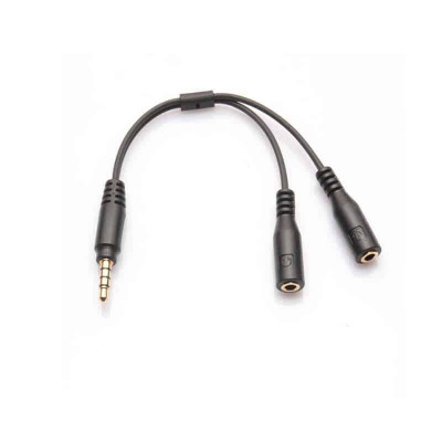 Cablu Audio Edman Jack 3.5mm tata la 2x 3.5mm mama Casti si microfon, 13.5cm, Negru foto