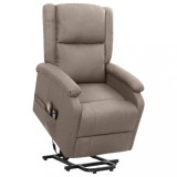 VidaXL Fotoliu de masaj cu ridicare, gri taupe, material textil