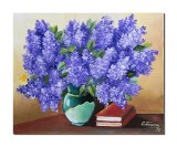 Cumpara ieftin Tablou cu liliac si carti pictat manual, Beatitudine, 50x40cm ulei pe panza, Constantin Feraru