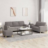 VidaXL Set de canapele cu perne, 3 piese, gri taupe, textil