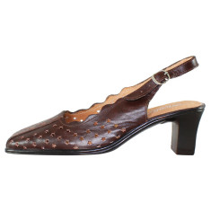 Pantofi cu toc dama piele naturala - Nicolis maro - Marimea 37
