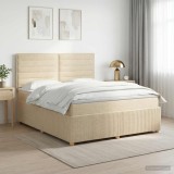 Cumpara ieftin Pat boxspring cu saltea cu headboard Crem 160 x 200 cm Tesatura