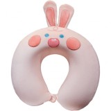 Pern&Auml; travelbunny, suport ergonomic pentru g&Atilde;&cent;t &Egrave;i cap, spum&Auml; cu memorie, 30x30 cm, sistem de prindere cu capse, roz