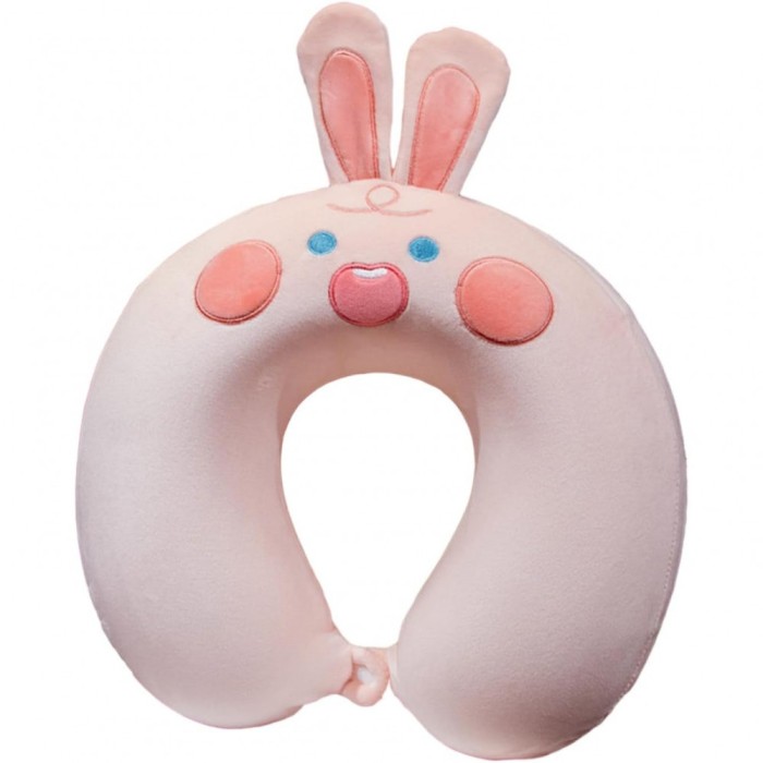 Pern&Auml; travelbunny, suport ergonomic pentru g&Atilde;&cent;t &Egrave;i cap, spum&Auml; cu memorie, 30x30 cm, sistem de prindere cu capse, roz