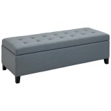 HOMCOM Bancă cu Stocare, Otomană, Bancă de Hol, &Icirc;mpăturire cu Nasturi, 125,1 cm x 48,9 cm x 41,3 cm, Gri | Aosom Romania