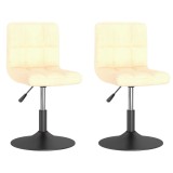 Scaune de bucatarie pivotante, 2 buc., crem, catifea
