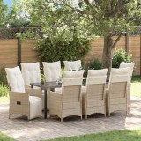 Cumpara ieftin Set de masă pentru grădină cu pernă 9 pcs Bej Rattan poli