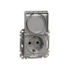Priza Schuko Schneider Sedna Aluminiu, Capac Protectie Copii, 16A