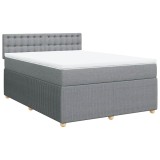Cumpara ieftin Pat continental cu saltea, gri deschis, 160x200 cm, textil