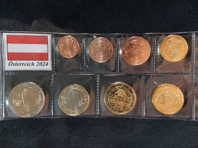 Euro set - Austria 2024 de la 1 cent la 2 euro, 8 monede foto