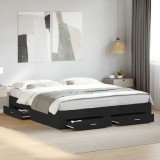 VidaXL Cadru de pat cu sertare, negru, 180x200 cm, lemn prelucrat