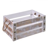 Ladă Decorativă Lemn, Model Alb Auriu, 36.5x25x18 cm, M&acirc;nere Fr&acirc;nghie Groasă