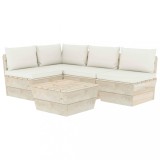 vidaXL Set mobilier grădină din paleți cu perne, 5 piese, lemn molid