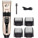 Masina de tuns animale, FOXMAG24, cu functie wireless, lame ceramice, 4 tipuri de pieptane, buton ON-OFF, auriu