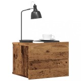 Noptiera Perete Lemn Vechi 40x32x30 cm, Raft Suspendat, Montaj Facil, Spatiu Depozitare, Maxim 60kg