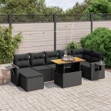 Cumpara ieftin Gossi set mobilier de gradina cu perne, 8 piese, negru, poliratan