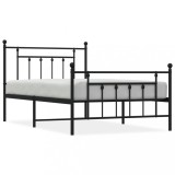 Cumpara ieftin Cadru pat metalic cu tablii de cap/picioare, negru, 107x203 cm