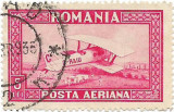 C-Raiu Posta aeriana, 1928 - 5 L, filigran orizontal, obliterat, Aviatie, Stampilat