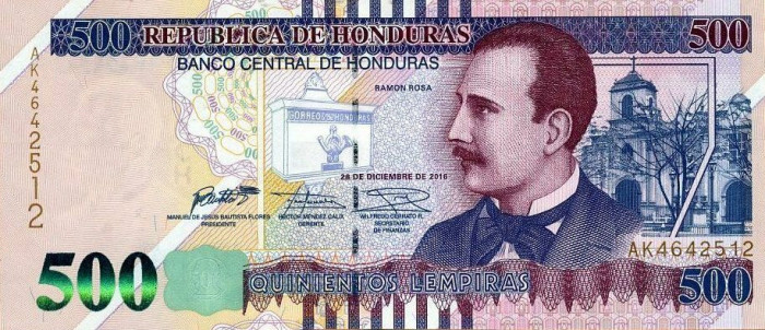 HONDURAS █ bancnota █ 500 Lempiras █ 2016 █ P-103c █ UNC █ necirculata