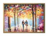 Tablou indragostiti pictat manual inramat, Impreuna pe aleea vietii, 75x55cm ulei pe panza