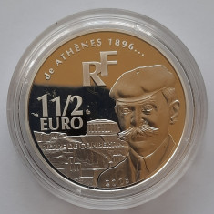 Moneda de argint - 1 1/2 Euro "Pierre de Coubertin", Franta 2003 - A 3338