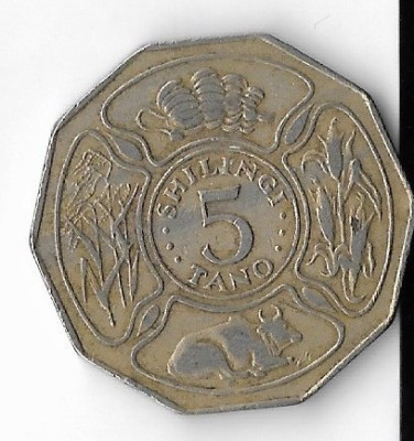 Moneda 5 shilingi 1972 - Tanzania foto