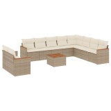 Cumpara ieftin Set canapele de gradina cu perne, 11 piese, bej, poliratan