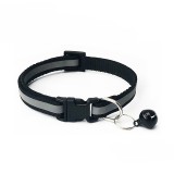 Zgarda ajustabila cu clopotel pentru caini si pisici, 18-32cm/1cm, reflectorizanta, Negru, Ropet
