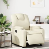 VidaXL Fotoliu rabatabil electric, crem, piele ecologică
