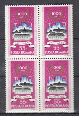 ROMANIA 1972 LP 808 MILENIUL ORASULUI SATU-MARE BLOC 4 TIMBRE MNH foto