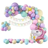 Set arcada baloane decorative Unicorn din 147 piese, ANTADESIM, aranjament pentru petrecere, calitate latex Extra, Curcubeu