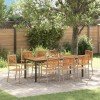 Set masa gradina vidaXL 9 piese, bej, 200x100x75cm, poliratan &amp; lemn, 8 persoane, exterior/interior