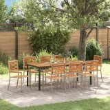 VidaXL Set de masă pentru grădină 9 pcs Bej 200 x 100 x 75 cm