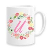 Cana alba personalizata cu initiala U, INOVATIX&reg;. 330ml, Oem