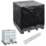 Husa Protectie Container IBC 1000L vidaXL 116x100x120cm, Polietilena, Negru, Ocheti Aluminiu, Rezistenta UV si Apa