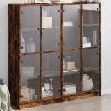 vidaXL Bibliotecă cu uși stejar fumuriu 136x37x142 cm lemn compozit