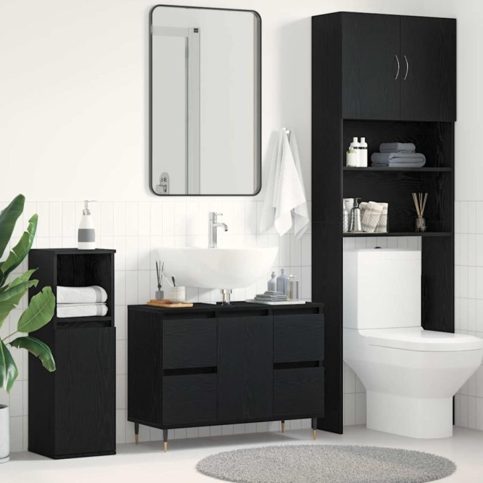 vidaXL Dulap chiuvetă de baie, stejar negru 58x33x60 cm lemn prelucrat