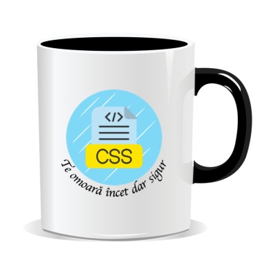 Cana personalizata cu mesaje pentru programatori, CSS te omoara incet dar sigur foto