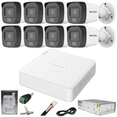 Sistem supraveghere Hikvision 8 camere 2MP cu audio Dual Light IR 25m WL 20m DVR 4MP cu accesorii incluse HDD 1TB SafetyGuard Surveillance