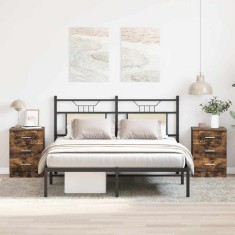 vidaXL Noptiere, 2 buc., stejar fumuriu, 38x35x56 cm, lemn prelucrat 815322