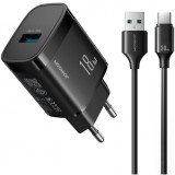Incarcator Retea Cu Cablu USB-C Joyroom JR-TF4, 18W, 3A, 1 x USB-A, Negru