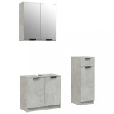 Cumpara ieftin Set dulapuri de baie, 3 piese, gri beton, lemn prelucrat