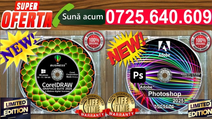 CorelDRAW Graphics Suite Business 2025-3 Lifetime licenses -Update Acces / Adobe Photoshop 2025 - 3 Lifetime licenses